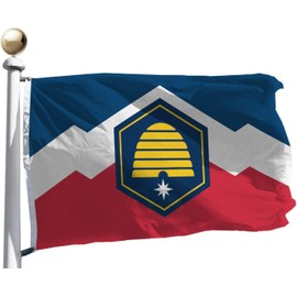 Premium Double sided New Utah State Flag 3x5Ft,100D Smooth Satin for Moderate Outdoor Indoor, 36x60inch New UT State Flags Banner House Decoration Yard Gift