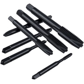 Bestgle 7 Pcs Straight Flute Tap Set Thread Taps HSS Metric M3 M4 M5 M6 M8 M10 M12 Plug Machine Hand Taps Nitrogen Coated Treatment Drill Bit Power Tools