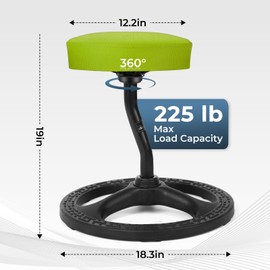 Upaloop Fitness Seat, ADHD Chair Stool for Stability, Balance, Yoga, Office, School, Wellness, Active Sitting Non-Slip Base One Seat with Extra Washable Cover