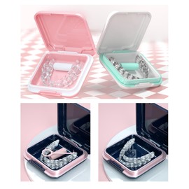 HyJeryty Luxury Purple Retainer Orthodontic Aligner Dental Mouth Guard Case with Mirror