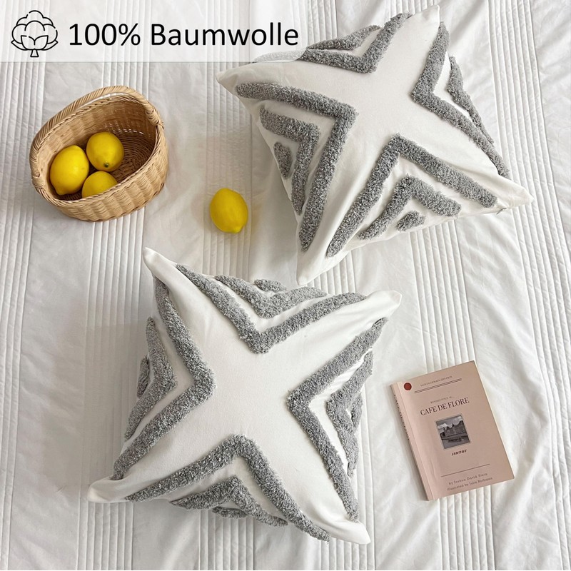 Emilie-Textil Boho Decorative Cushion Cover Made of 100% Cotton, Decorative