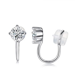 GemShadow Women 925 Sterling Silver Cubic Zirconia Non Pierced Clip on Earrings