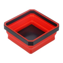 sourcing map Collapsible Magnetic Parts Tray Foldable Tool Trays Square Small Metal Parts Organiser for Fixing Screw Bolts Nuts Washers Pins, Red