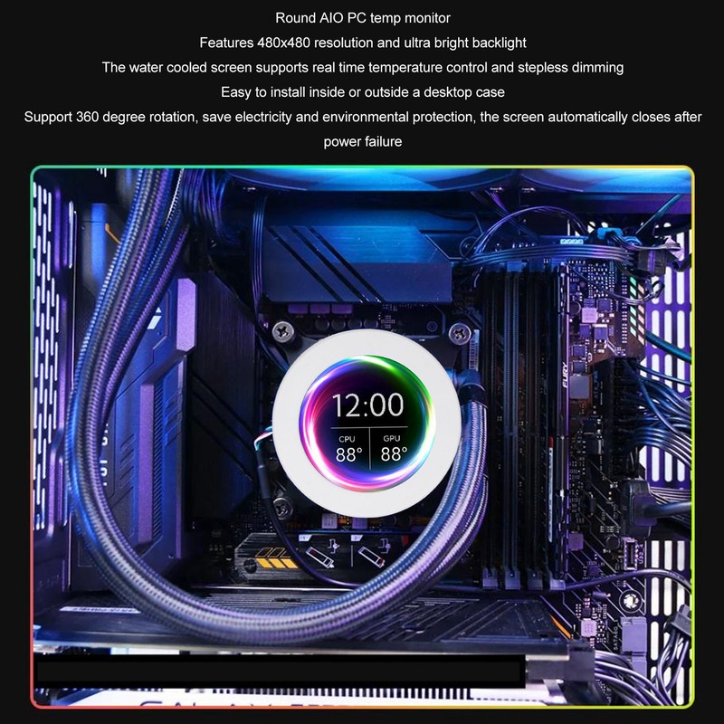 2.1 Inch AIO Computer Temp Monitor CPU Cooler LCD Display