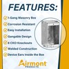 1-Gang Masonry Electrical Box, Metal Electrical Box, 2-1/2" Depth, 8