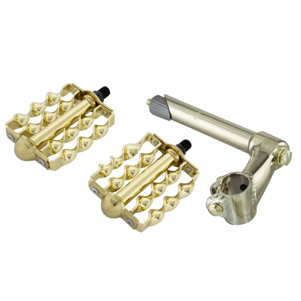OG Stem Classic 22.2 Gold & Pedals Double Flat Twisted