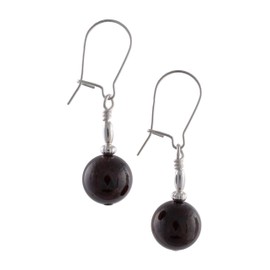 Dark Red Garnet & Sterling Silver Drop Earrings with Gift Box - January Birthstone