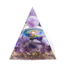 Orgone Pyramid Amethyst Crystal Sphere Lotus,Tree of Life Aura Quartz Chakra Meditation Dowsing(Extra Larger 8CM Than Standard)