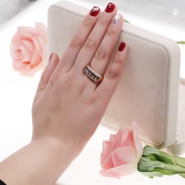 Uloveido Rose Gold Plated Oval Cut Multi Color Zircon Stones Eternity Band for Women,Crystal Rhinestone Wedding Engagement Ring J501 (Multi, Size 8)