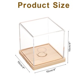 sourcing map Baseball Display Case with Wooden Round Base, Acrylic Baseball Display Cube Dust Clear Baseball Holders for Autographed Baseball, Memorabilia Baseball, Wooden/Clear