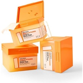 ELT Multi Vitamin Mega Sized Dual Sized Toner Pads 100% Vegan Certified Niacinamide Acne spot treatment Uneven Skin Tone Cleansing and Deep Hydrating Korean Skin Care (1count (80 Pads))