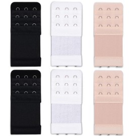 Ouligay 6Pcs Women Bra Extender 3 Hook 3 Rows Bra Strap Extenders Stretchy Soft and Comfortable Bra Extension Strap Elastic Bra Band Hook White Black Beige