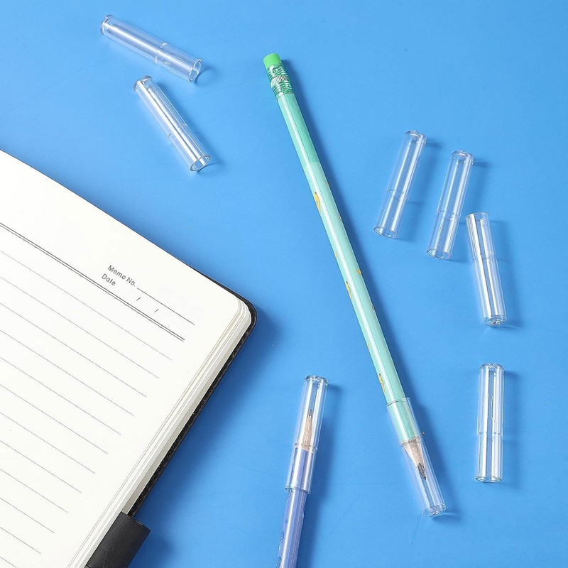 XuJJunB Plastic Pencil Cap Pencil Extender Holder Clear Pen Topper