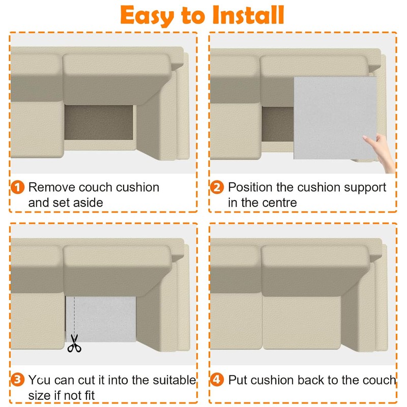 Acidea Couch Cushion Support for Sagging Seat, 2Pack 50.5x50.5cm High
