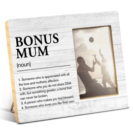 Yuzi-n Bonus Mum Gift From Stepson Stepdaughter, Stepmother Gifts, Gift for Stepmom Birthday Christmas Mother's Day, Bonus Mum Definition Wood Picture Frame for 4x6 Inches Photo