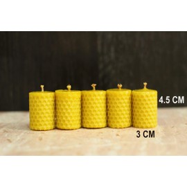 Mini Velas de Miel de la Prosperidad - Cera de Abeja Ecológica - 4.5cm Alto x 3cm Ancho - Ideal para Regalos (10 Piezas)
