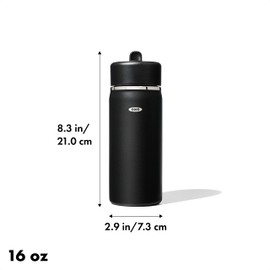OXO 16oz Wide Mouth Water Bottle with Straw Lid, Onyx