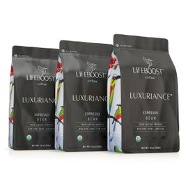 Lifeboost Coffee Espresso Whole Beans Coffee - Low Acid Single Origin USDA Organic Coffee - Non-GMO Espresso Coffee Third Party Tested For Mycotoxins & Pesticides (Espresso Whole Bean 12oz x 3 pack)