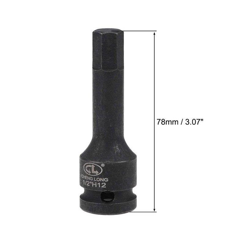 sourcing map 1/2" Drive x H12 (12mm) Impact Hex Bit