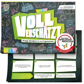 DENKRIESEN - FULLY VERSCHÄTZT! Junior Edition | DIN A4 Game Pad | From 10 Years | Funny Treasure Game | Family Game | Party Game | Without Internet | Answers with on the Block