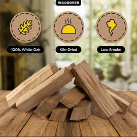Pizza Oven Wood with Fire Starters, 12 lbs Kiln-Dried White Oak Logs (6 Inch) for Ooni, Solo Stove, Gozney – Low Smoke, Clean Split Firewood for Outdoor Cooking & Wood-Fired Pizza, Approx 800 cub.in.