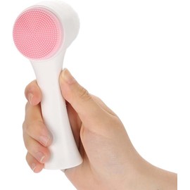 Cepillo de Limpieza Facial, Moda 3D Cepillo de Doble Cara Exfoliante Herramienta de Masaje de eliminación de Grasa The Fiber Head Limpieza Profunda(Rosado)