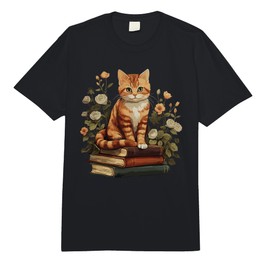 Cottagecore Cat Reading Book Aesthetic Outfit for Women Comfort Colors Adult Heavyweight T-Shirt