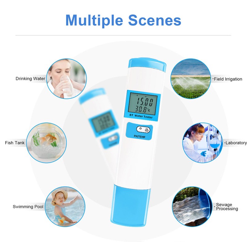 Bluetooth Water Quality Monitor PH Temperature Test Pen High Accuracy