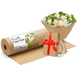 METRONIC Brown Kraft Paper Roll 17.5"x 1200"(100'), Craft Wrapping Paper Gift Wrapping Bulletin Board Arts & Crafts, Bouquet Flower Table Covering Poster Packing Shipping Moving Supplies 75GSM