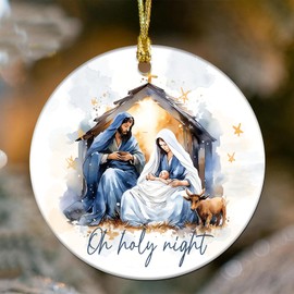 Holiday Ornaments 2024 | Nativity and Religious Ornament, Winter Scene Holiday Decor, Christian Ornament, Oh Holy Night, Silent Night Holy Night, Christian Ornament (Jesus Baby)