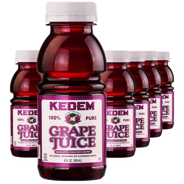 Kedem Grape Juice, 8oz BPA Free Plastic Bottle (12 Pack) Made With Concord Grapes, Certified Kosher