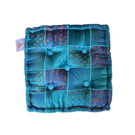 Yoga and Meditation Cushion - Hand Crafted. 16" x 16" x 5" (Blue Taj)
