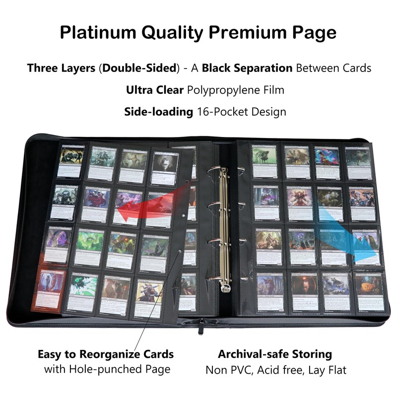 Rayvol 2000 Trading Card Binder, 16 Pocket D-Ring Card Binder
