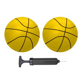 ABAJI Mini Basketballs Yellow 2 PCS 5" Set with Random Color Pump Needle Durable Material for Mini Hoop Toddlers Kids Teenagers for Pool Indoors Outdoors