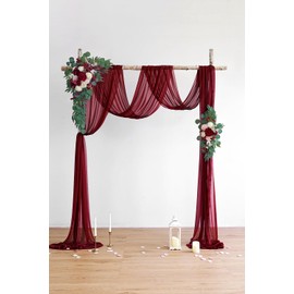 Olalaka Light Blue Artificial Wedding Arch Flowers Kit (Pack of 3) with 26Ft White Shiny Arch Draping Fabric for DIY Wedding Party Ceremony Reception Backdrop Floral Decoration