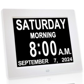 【New 2024】 Digital Calendar Alarm Day Clock - with 8" Large Screen Display, am pm, Multiple Alarms, for Impaired Vision People, The Aged Seniors, The Dementia, for Desk, Wall Mounted,