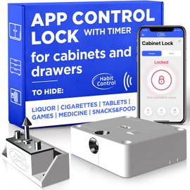 Habit Control Smart Lock for Cabinets & Drawers - Bluetooth Timer Lock Box for Alcohol, Snacks, Video Games, Medication - App-Controlled Safe with Multiple Modes - Boost Productivity & Well-Being