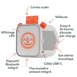 Yoto - YOTO Player (3rd Generation) Story Box, Bluetooth Speaker, Audio Books for Kids, Music, Podcasts, Sleep Sound, Storyteller, Night Light, Learning Clock, Thermometer, Alarm Clock