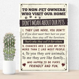 RED OCEAN Rules to Non Pet Owners Retro Sign Wall Plaque Dog Cat Lover Family Plaque Gifts