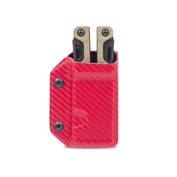 Clip & Carry Kydex Multitool Sheath for LEATHERMAN OHT - Made in USA (Multi-tool not included) EDC Multi Tool Sheath Holder Holster Cover (Carbon Fiber Red)