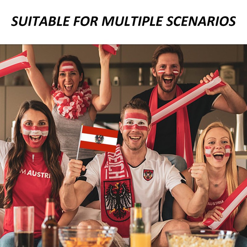 1 Austrian Flag with 3 Small Hand Waving Austrian Flags,
