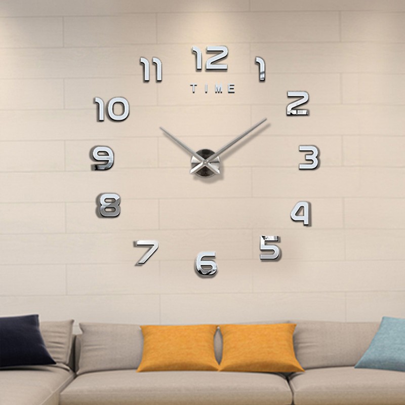 3D Number Large Wall Clock Silent Simple Fashionable Decorative Numeral