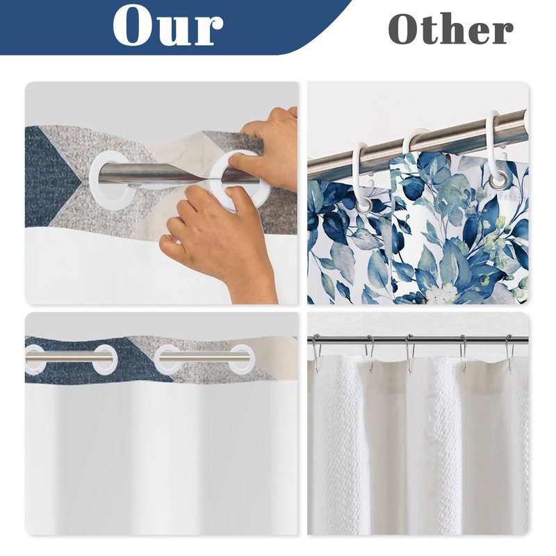 NAEMBCU No Hook Shower Curtain with Snap in Liner Set,