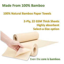 Purafide 100% Bamboo Paper Towels, Tree-Free, Chemical-Free, Lint-Free, Durable, Absorbent, Select-a-Size 2-Ply, 90 Sheets Per Roll. (PT 12 Rolls)