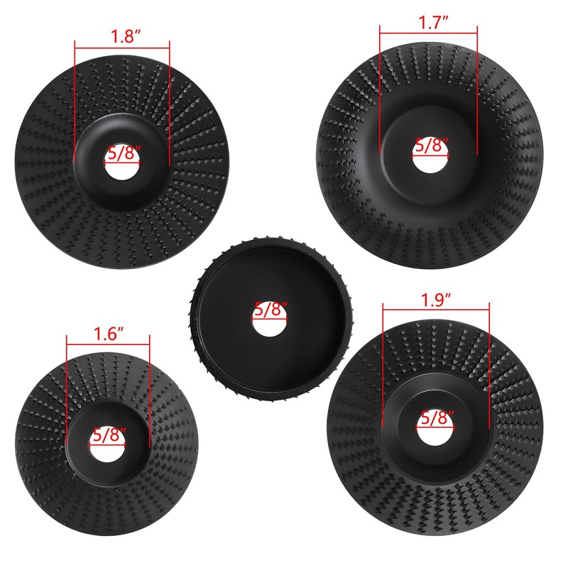 Hedume Set of 5 Angle Grinder Wood Carving Disc for
