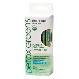 The Republic of Tea - Detox Greens Single Sips, 8 Packets - Matcha Coconut Lemon Mint Drink Mix