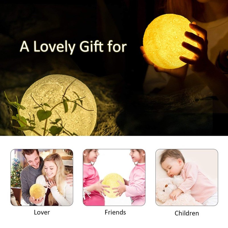 Mayround 3D Full Moon Lamp, 15cm/5.9 Inch LED Lunar Moon