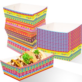 60 Pcs Fiesta Mexican Nacho Trays Food Snack Disposable Containers Paper Party Decorations Kids Adult Fiesta Party Supplies Cinco De Mayo Decorations