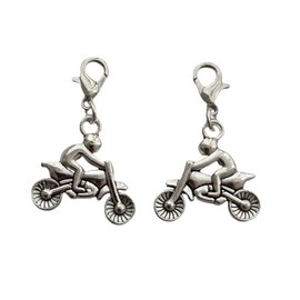 2pcs Cute 3D Mini Dirt Bike Clip on Charm, Motorcycle Jewelry Making Supplies for DIY Bracelet Necklace Pendant