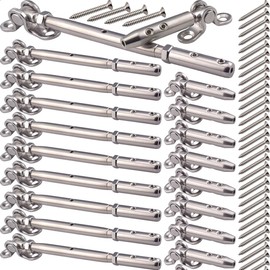 Iutuuk Stainless Steel Cable Railing Hardware Kit for Wood Post 1/8" Cable Railing System, Adjustable Angle Swageless Cable Railing Tensioners 10 Pairs